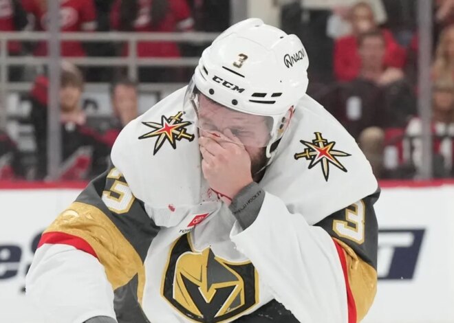 Brayden McNabb, dos Knights, hospitalizado após levar o disco para o rosto
