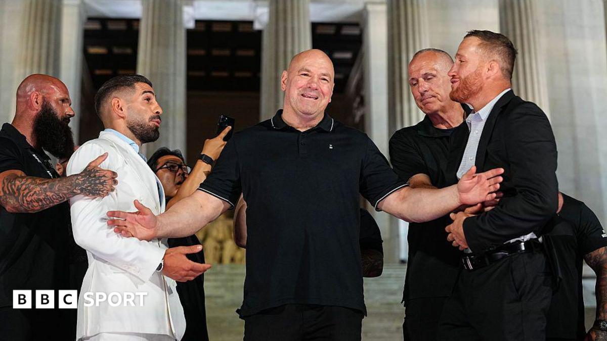 Casa Branca do UFC: Ilia Topuria empurra Justin Gaethje na frente do Lincoln Memorial