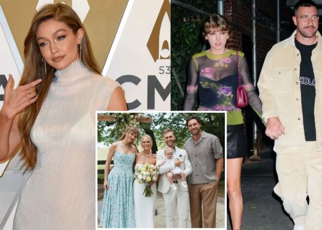 A melhor amiga de Taylor Swift, Gigi Hadid, serve um visual de “sorvete cremoso” em um vestido espartilho de US$ 14.500 para o casamento MSG de US$ 20.000.000 da cantora com Travis Kelce
